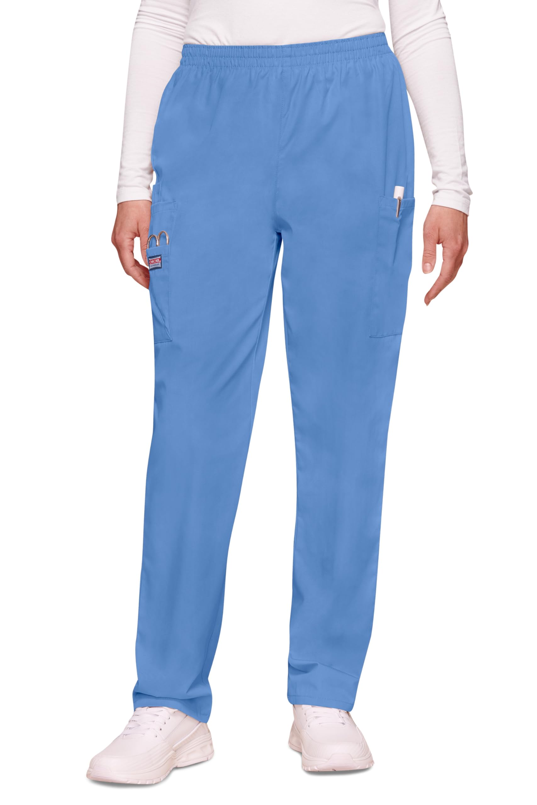 CHEROKEE Pantalones Uniformes para Mujer, Línea Originals, Azul (Celeste), S