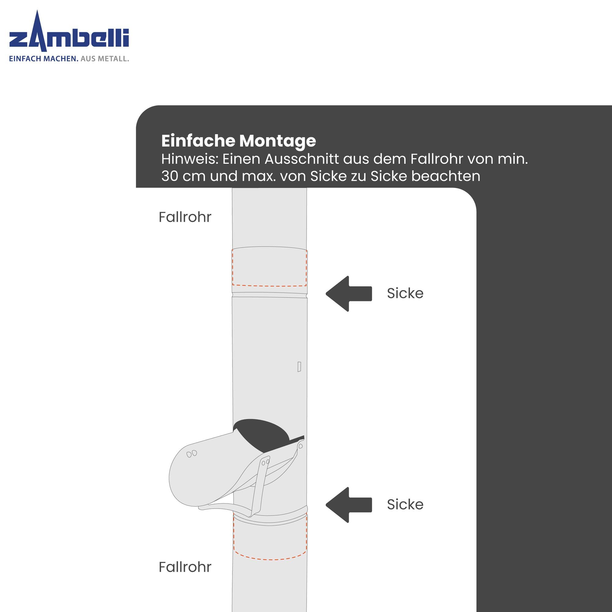 ZAMBELLI Regenrohrklappe 120mm Silber