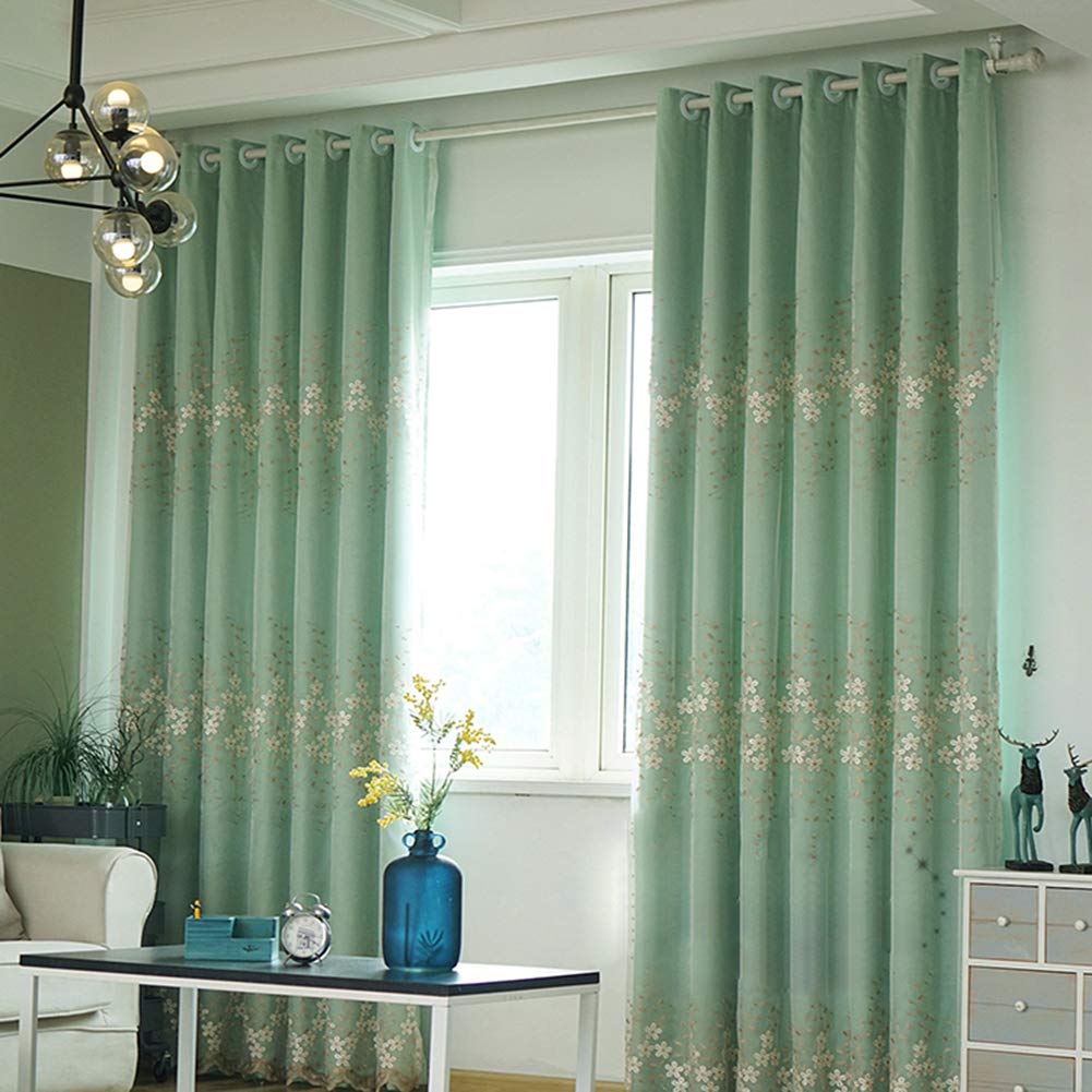 Rideau brodé haut de gamme double couche occultante pour salon élégant