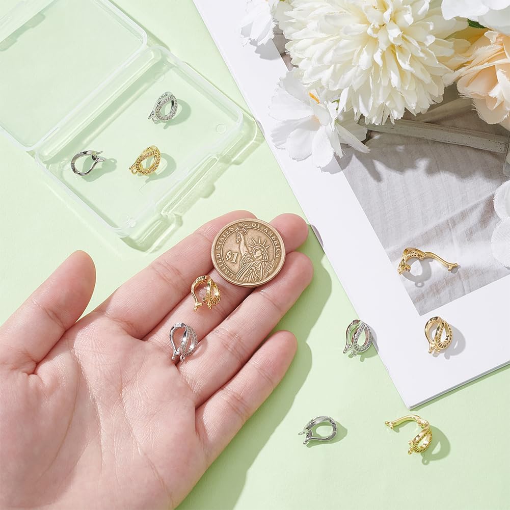 UNICRAFTALE 10Pcs 2 Colors Fold Over Clasps Real 18K Gold Plated Oval Extender Clasps Rhinestone Foldover Extension Clasp Micro Pave Jewelry Clasps Jewelry Clasps for Bracelet Necklace Jewelry Making - Image 3