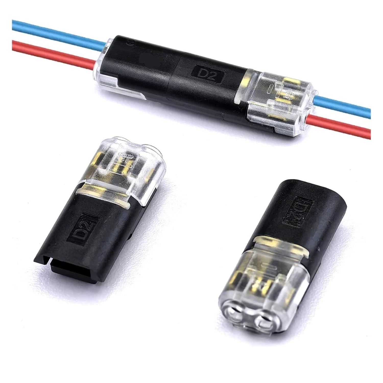 Universal Compact Wiring Splicing Conector 10/30/50pcs Wire Connect Terminal Connector, 2-pin Bidirectional Cable Buckle Connector DC Lock Cover Suitable L+E+D(50 PCS)