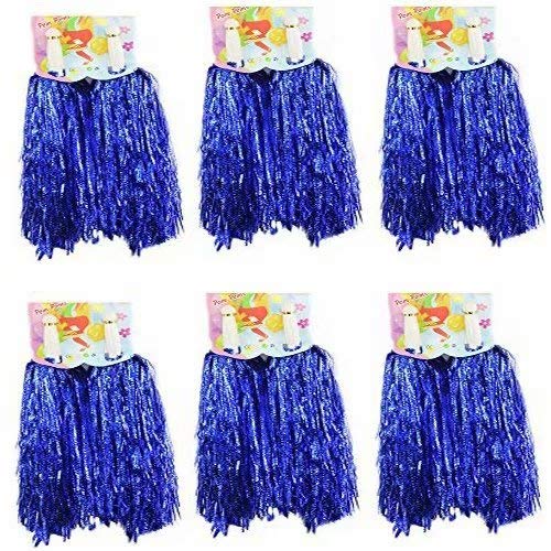 1 douzaine Cheerleading Pompons, CRIVERS 12pc Pom-pom girls Pompoms avec Poignée pour Ball Dance Déguisements Nuit Fête Des Sports (Bleu) Cover