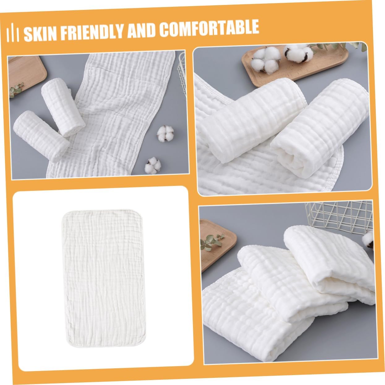 Beavorty 4Pcs Washcloths Cotton Face Towels for Newborns Super Absorbent Quick Drying Safe for Cotton for Face Washing and Burping