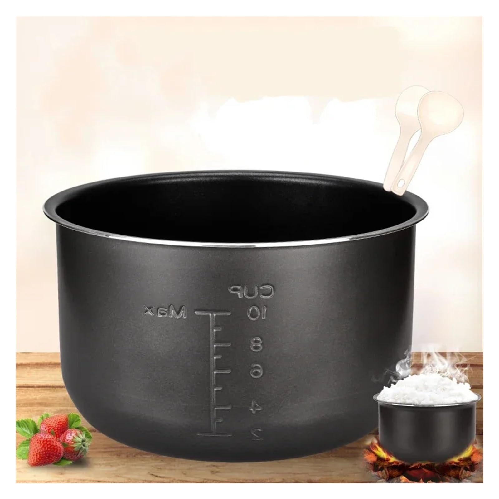 Revestimiento For Olla A Presión Eléctrica De 4 L, 5 L Y 6 L, Antiadherente, Color Negro, Cristal, Compatible con Midea(6L)