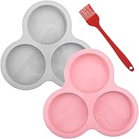 Vista 7 de 2 moldes de silicona para freidora de aire, molde de huevo reutilizable, sartén antiadherente para hornear, moldes para magdalenas de 3 cavidades