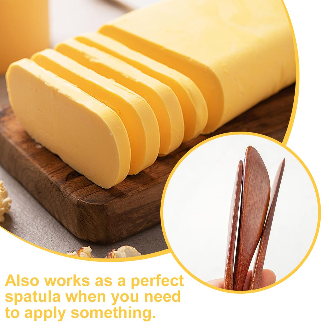 4 piezas Cuchillos de Mantequilla de Madera Mermelada, queso, sándwich, esparcidor de mantequilla hecho a mano Aproximadamente 15 cm