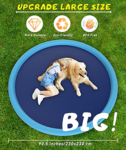 Epn Splash Pad, Size Sprinkler Play Mat For Dogs & Kids, Thicker Wading Pool Summer Outdoor Water Toys, Fun Backyard Fountain Play Pad For 3 Age+ Girls Boys Children & Pets (90.5" Blue) #TOP1