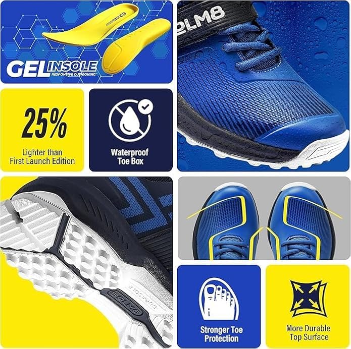 Image of SOLM8 S8 Cricket Shoes with Rubber Spikes - Performance Cleats for Men on Outdoor Turf /Grass, Featuring Wide Toe, Speed-Fit Lacing and New Gel Cushioned Insole