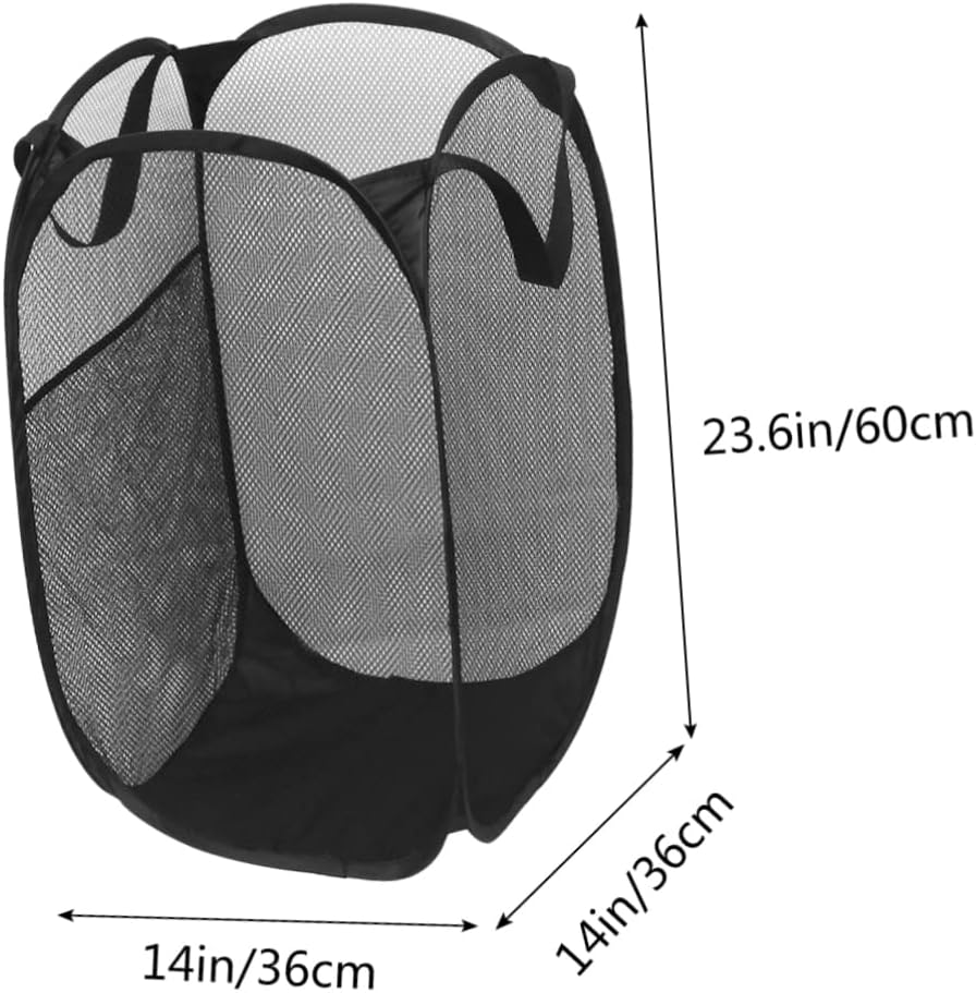 2pcs Foldable Mesh Popup Laundry Hamper Lightweight Storage Basket for Boy Girl Room College Dorm and Travel Black Space-saving Easy to Carry Sturdy Mesh Design