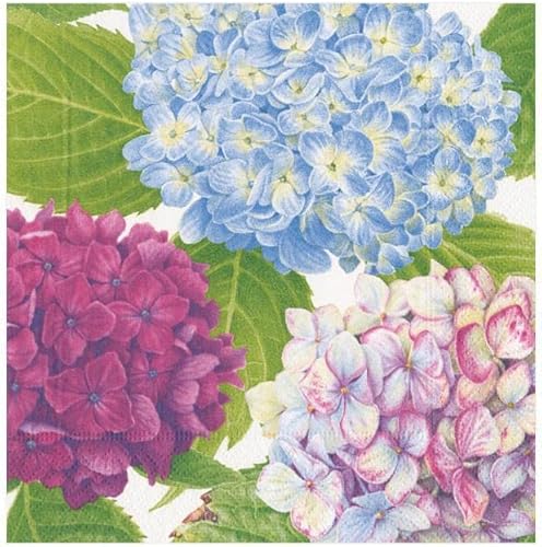 Caspari Servilleta de cóctel de hortensias para jardín, multicolor