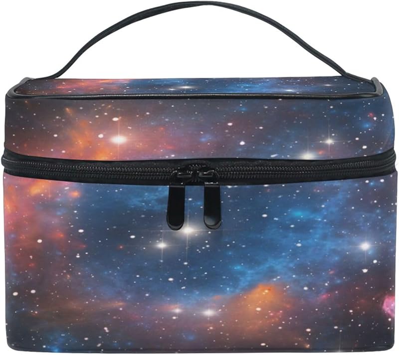Necessaire organizadora de maquiagem Mnsruu Galaxy 010 com vários compartimentos, alça e zíper, Pacote com 1