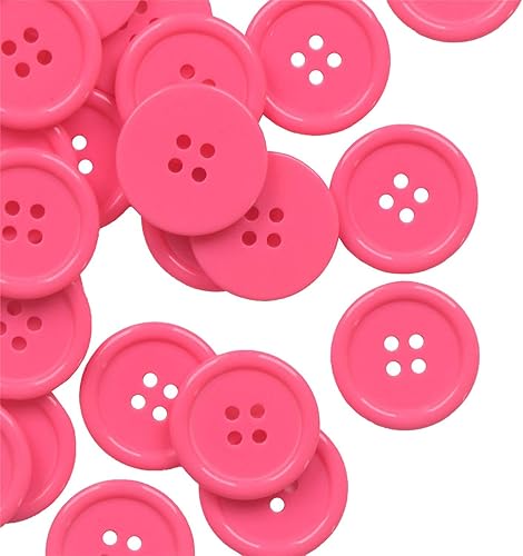 YAKA 80 botones de resina de costura de 1 pulgada (0.984 in) de forma redonda, 4 agujeros, botones para coser álbumes de recortes y manualidades,