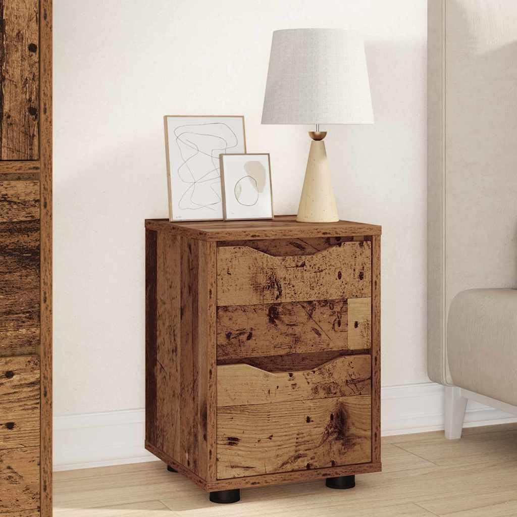 Meuble de chevet en bois d'ingénierie robuste au design rétro
