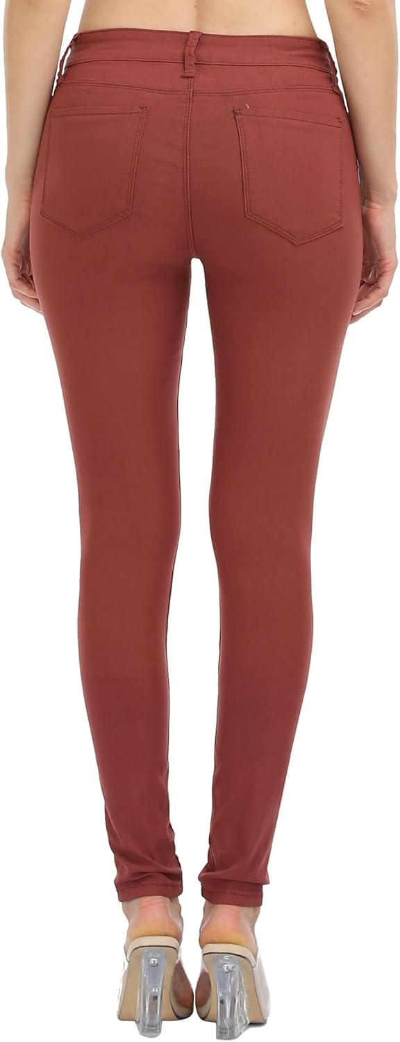 WAYRUNZ Womens Hyper Ultra Stretch Comfy Pants Colored Mid-Rise Skinny Jean Juniors Jegging - Image 5