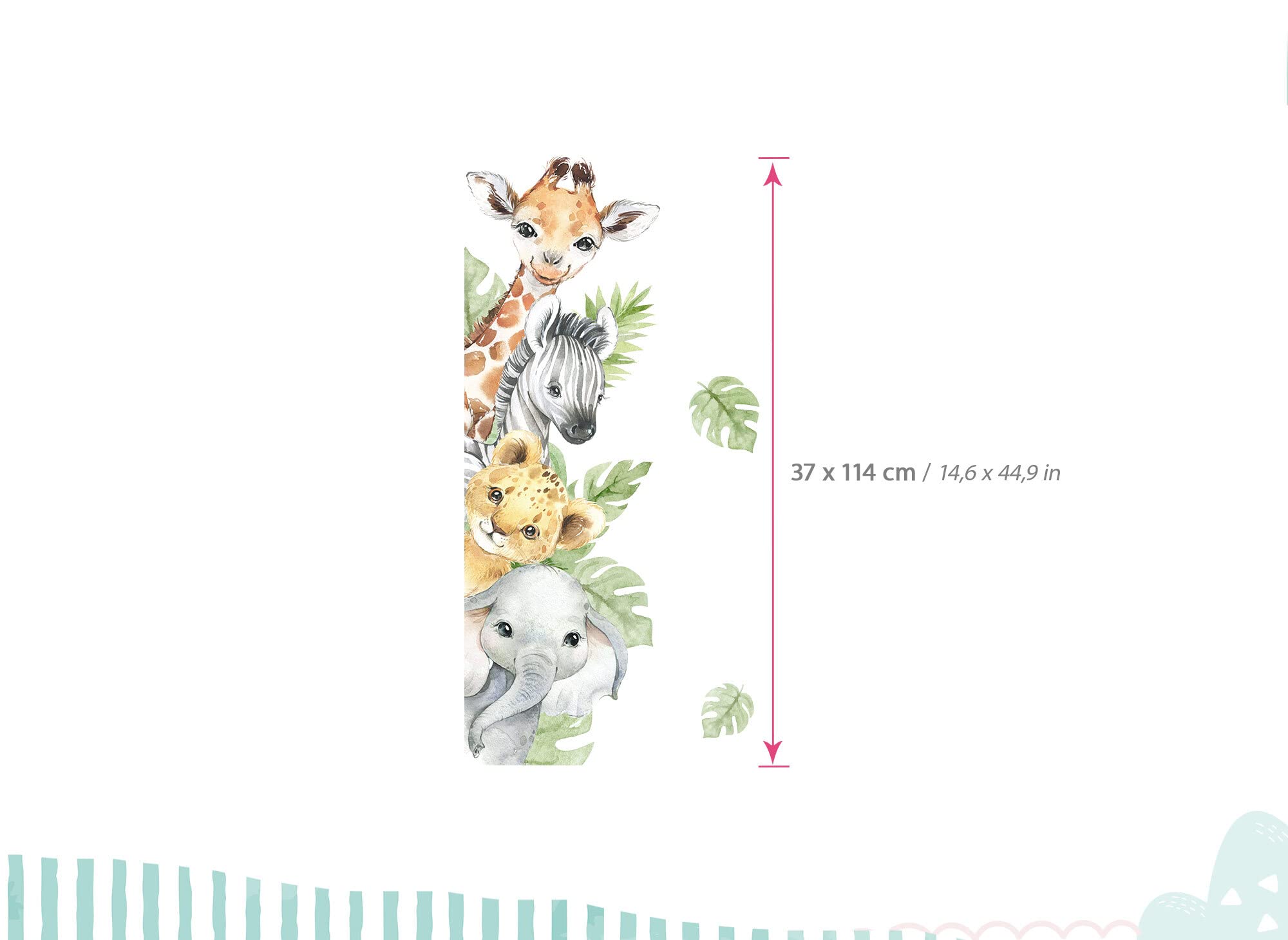 Graz Design - Adesivo da parete per cameretta dei bambini, motivo: animali della giungla, ghepardi, per camera dei bambini, camera da letto, rimovibile, impermeabile, decorazione da parete fai da te