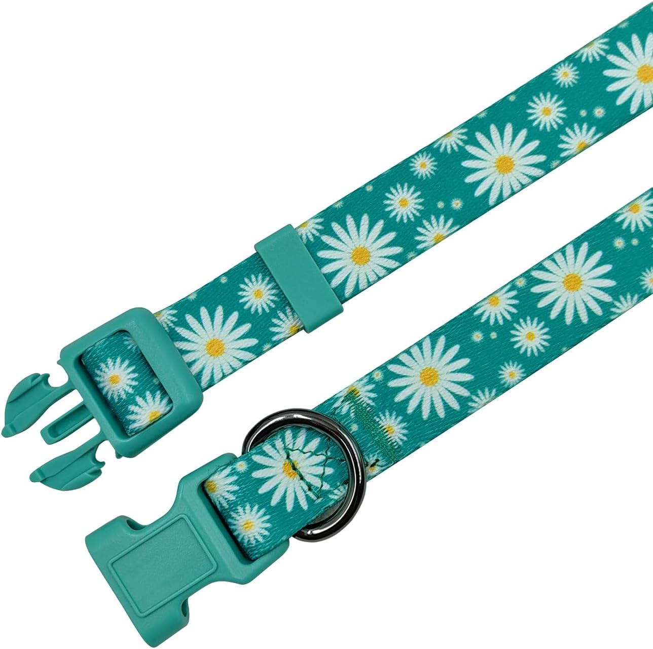 Ovale Dog Collar Leash Combo Set, Adjustable Collar and 5 ft Matching Leash, for Small Dogs.(S, Green Daisy) Small Daisy Green image 4 of 5 B0D45XKG81