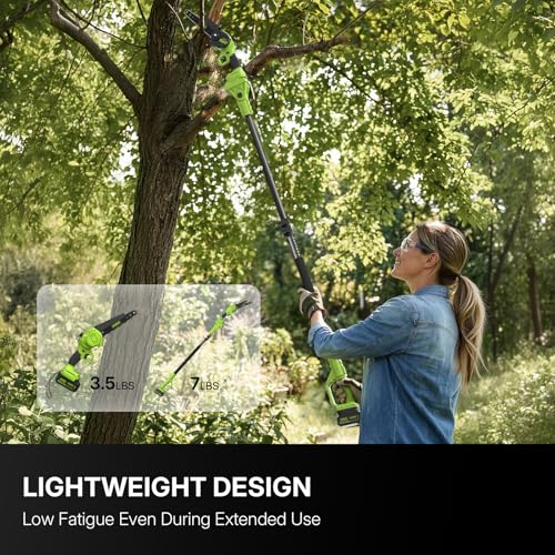 Image of WORKIT 2-In-1 Electric Pole Saws for Tree Trimming, 6 Inch Mini Chainsaw Cordless with 2x4.0Ah Batteries, 14Ft Tree Trimmer Pole Saw, Electric Chainsaw with Auto Oiler, Tool-Free Tension