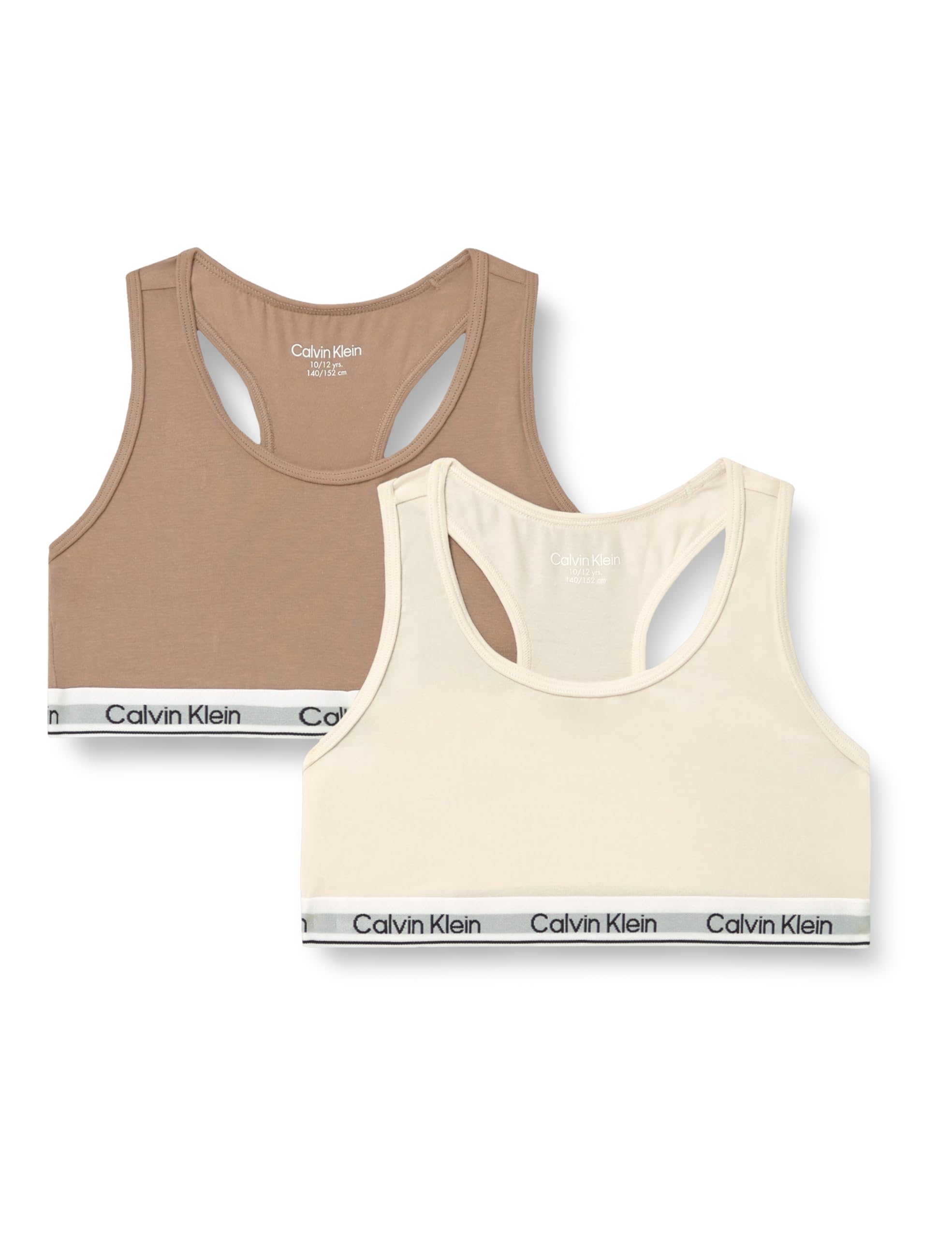 Calvin Klein Jeans Girl's 2PK Bralette G80G800742 Bralette, Brown (Whitecapgray/Woodsmoke), 14-16 Years