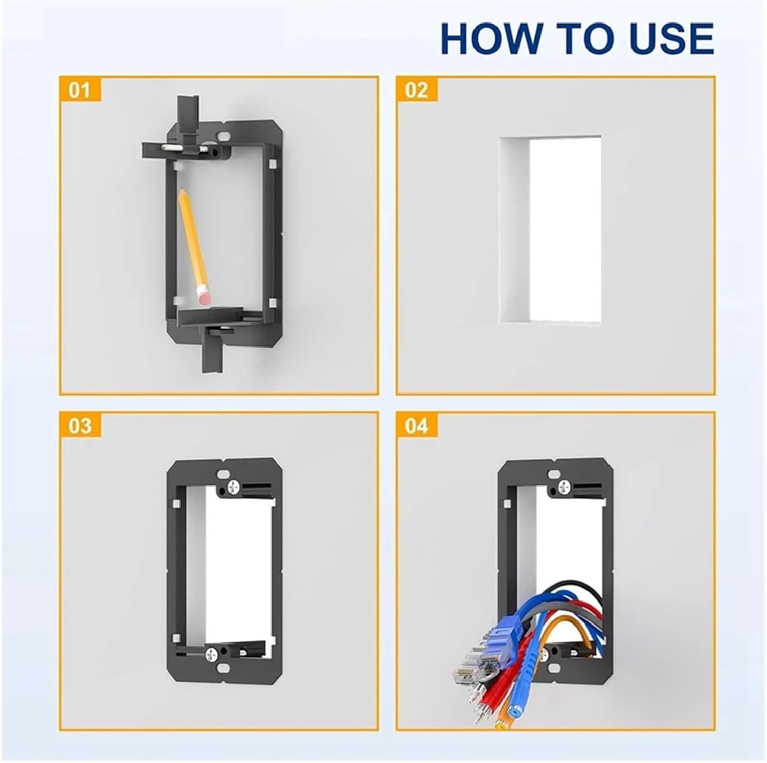 Low Voltage Mounting Bracket 10-piece Low Voltage Box Single Set Wall Plate for Network, Coaxial, Speaker for Single Gang Wall Plate Hdmi Network Cables
