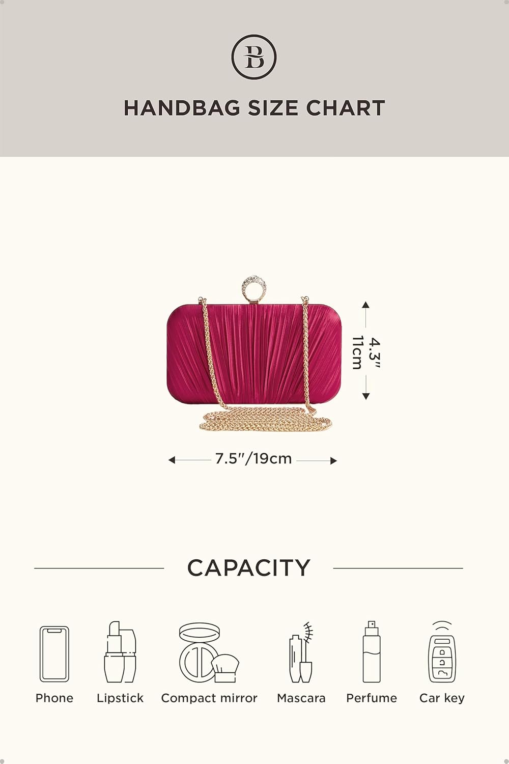 BABEYOND Clutch Purses for Women - Satin Evening Bag Pleated Clutch Handbag for Bride Party Prom Wedding - Image 7