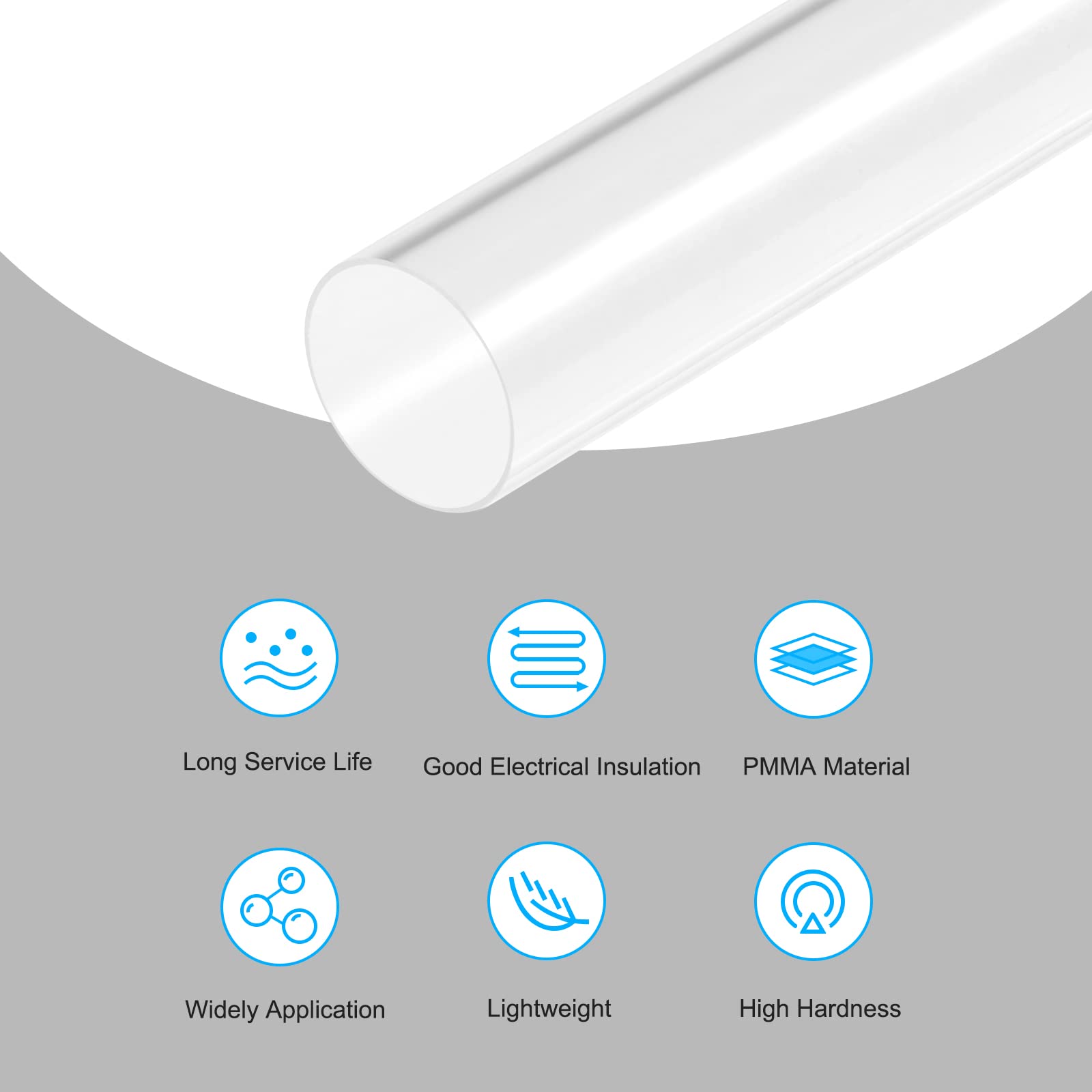 sourcing map PVC Transparent Rohr, Innendurchmesser 56mm Durchmesser 60mm LÄNGE 450mm Acryl Kunststoffrohr für Lampenbau, Stehlampen, Möbel