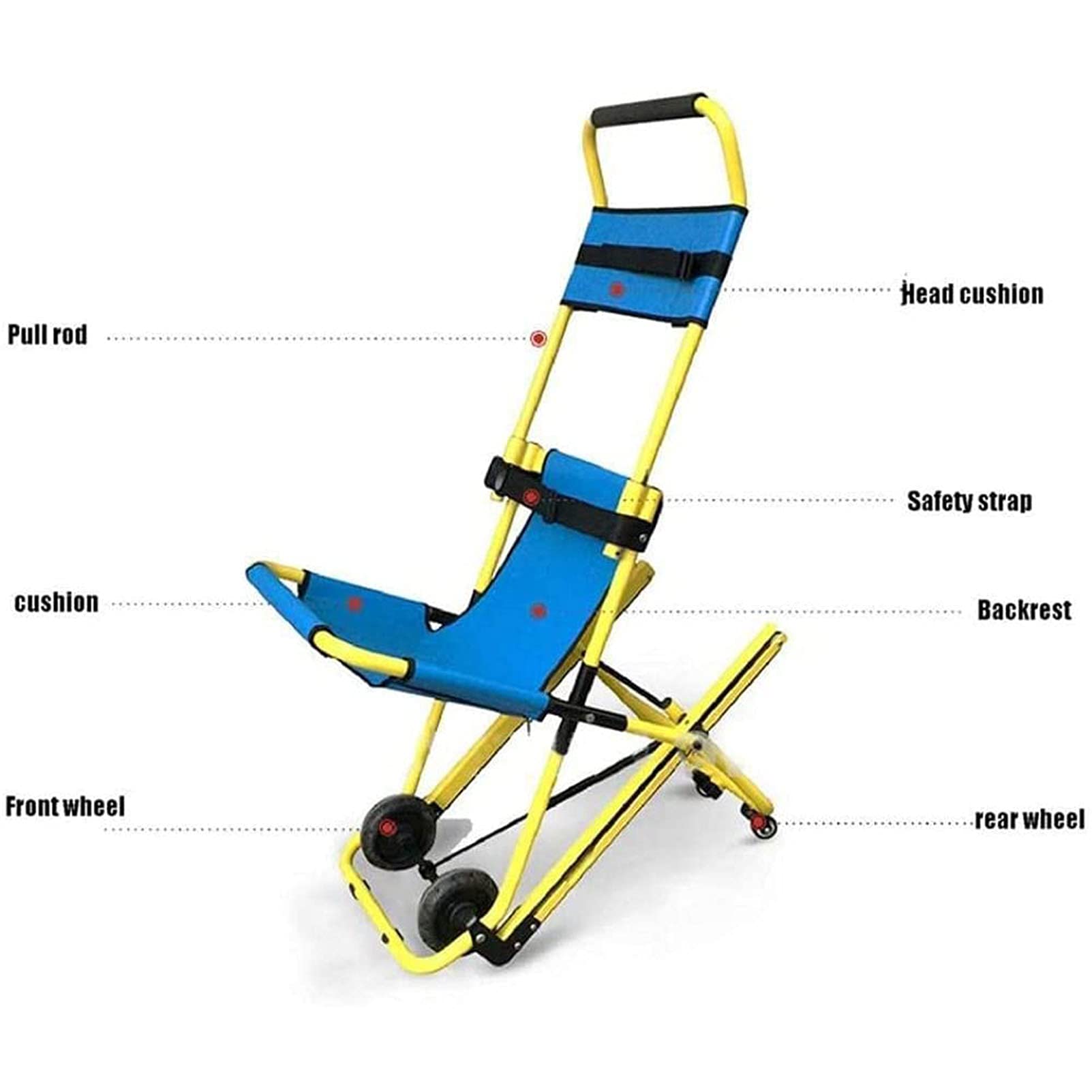 Silla de Emergencia para escaleras, Silla de Ambulancia Plegable para Bomberos, Elevador de evacuación, Camilla para escaleras con Hebillas de liberación rápida, Ideal para oficinas.