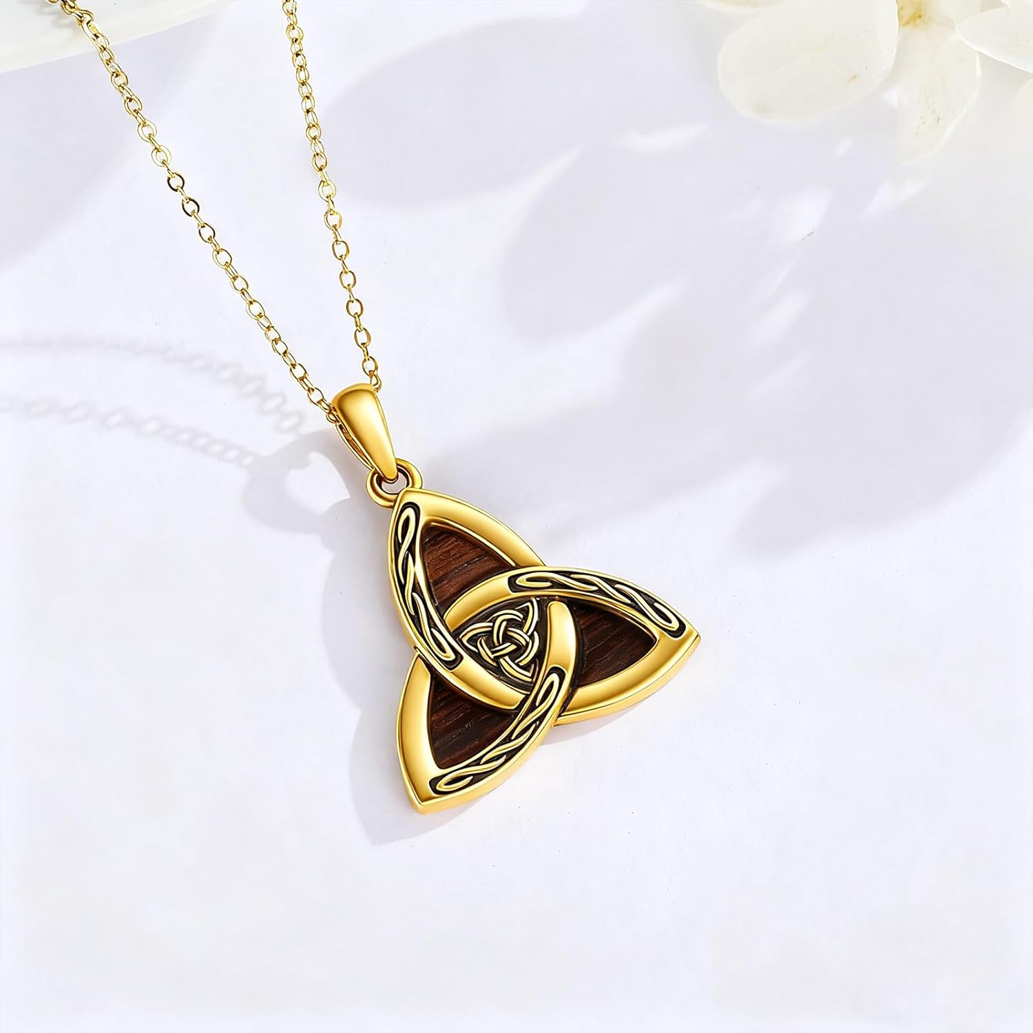 Celtic Necklace for Men Women 925 Sterling Silver Wooden Celtic Pendant Necklace with Ebony lrish Jewelry Gift for Men Women - Image 2