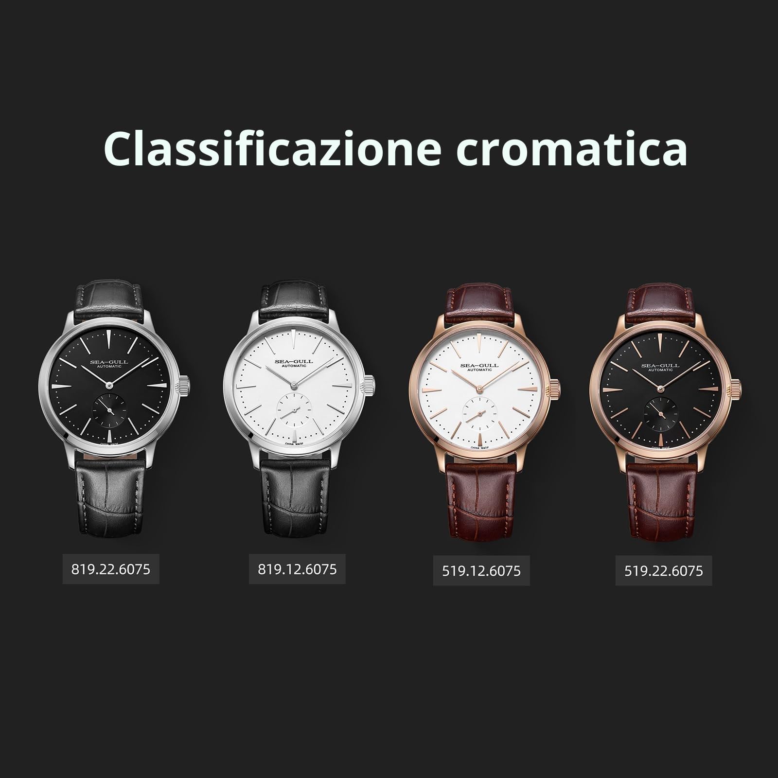 2022 Seagull 6075 Orologio da polso, automatico, da uomo, con piccola lancetta dei secondi e cinturino in pelle