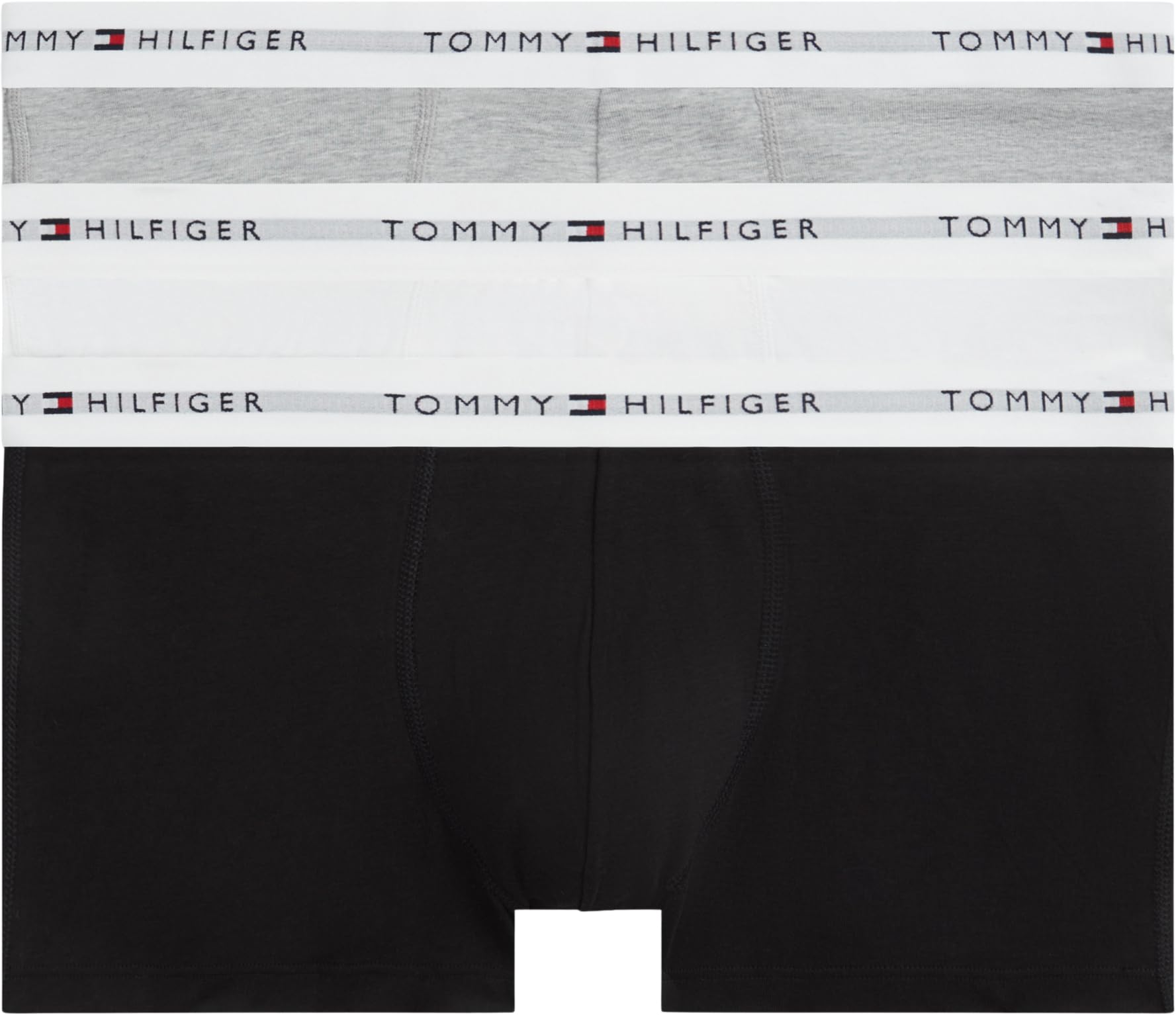 Tommy Hilfiger Men's Red (Blk/White/Lght Gry Hthr) 3P Low Rise Trunk Um0um03752 Trunk, Xxl