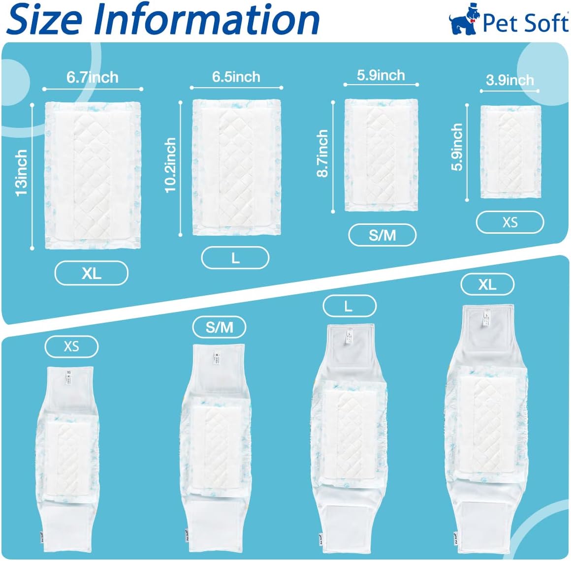 Pet Soft Dog Diaper Liners, 50ct Disposable Dog Nappy Liners for Male Female Dogs with Side Leak-Proof Protection - Image 5