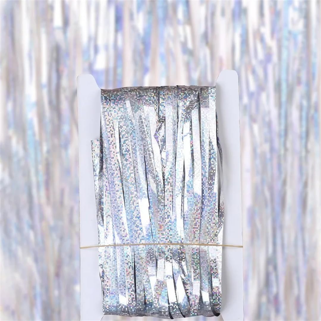Rideau à franges métallique scintillant de 2,5 m pour toile de fond de fête, décoration de cabine photo et décoration d'événement