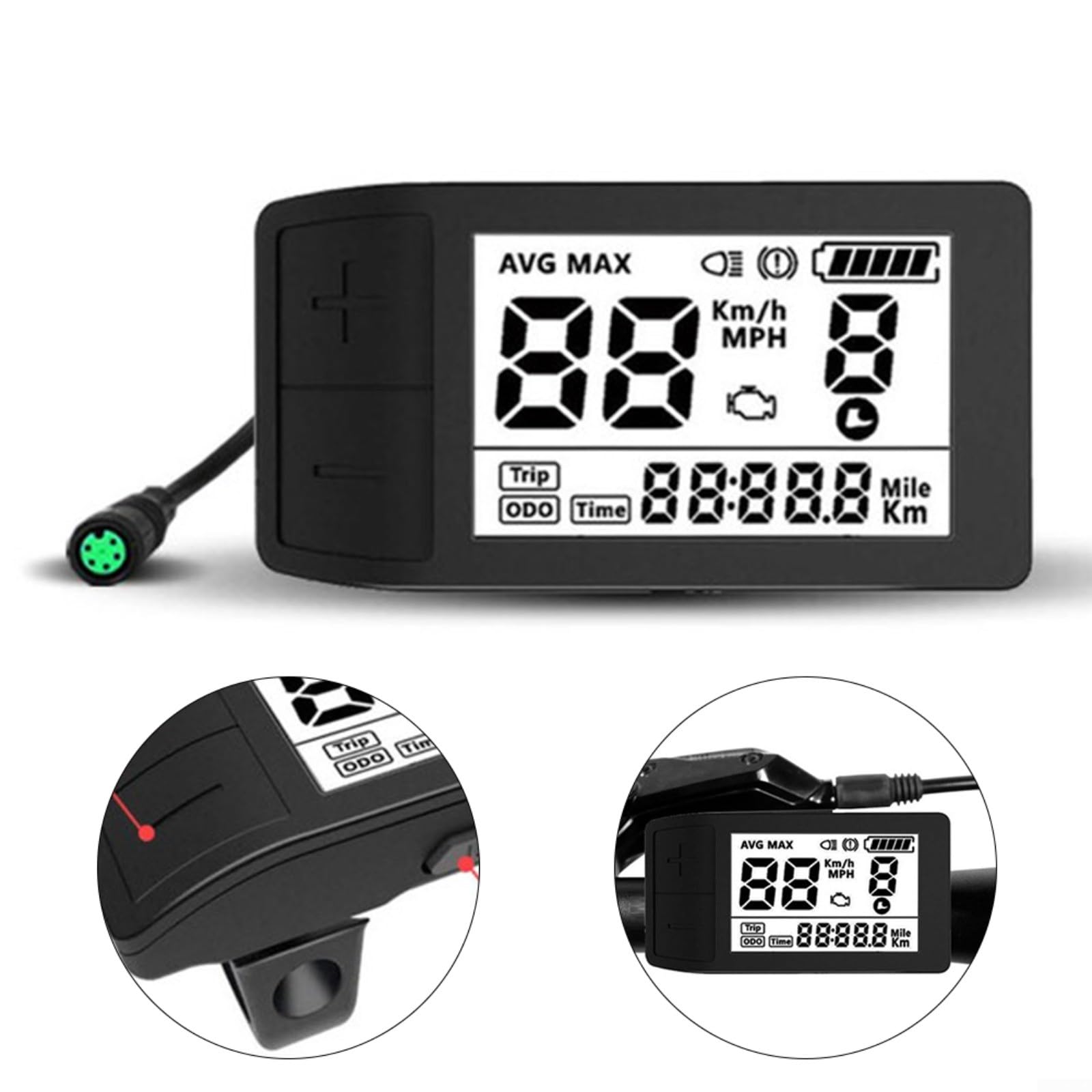 Display LCD 500S HD Motor, 24V 36V 48V E per schermo della bici, connettore a 5 pin 19,68 pollici filo