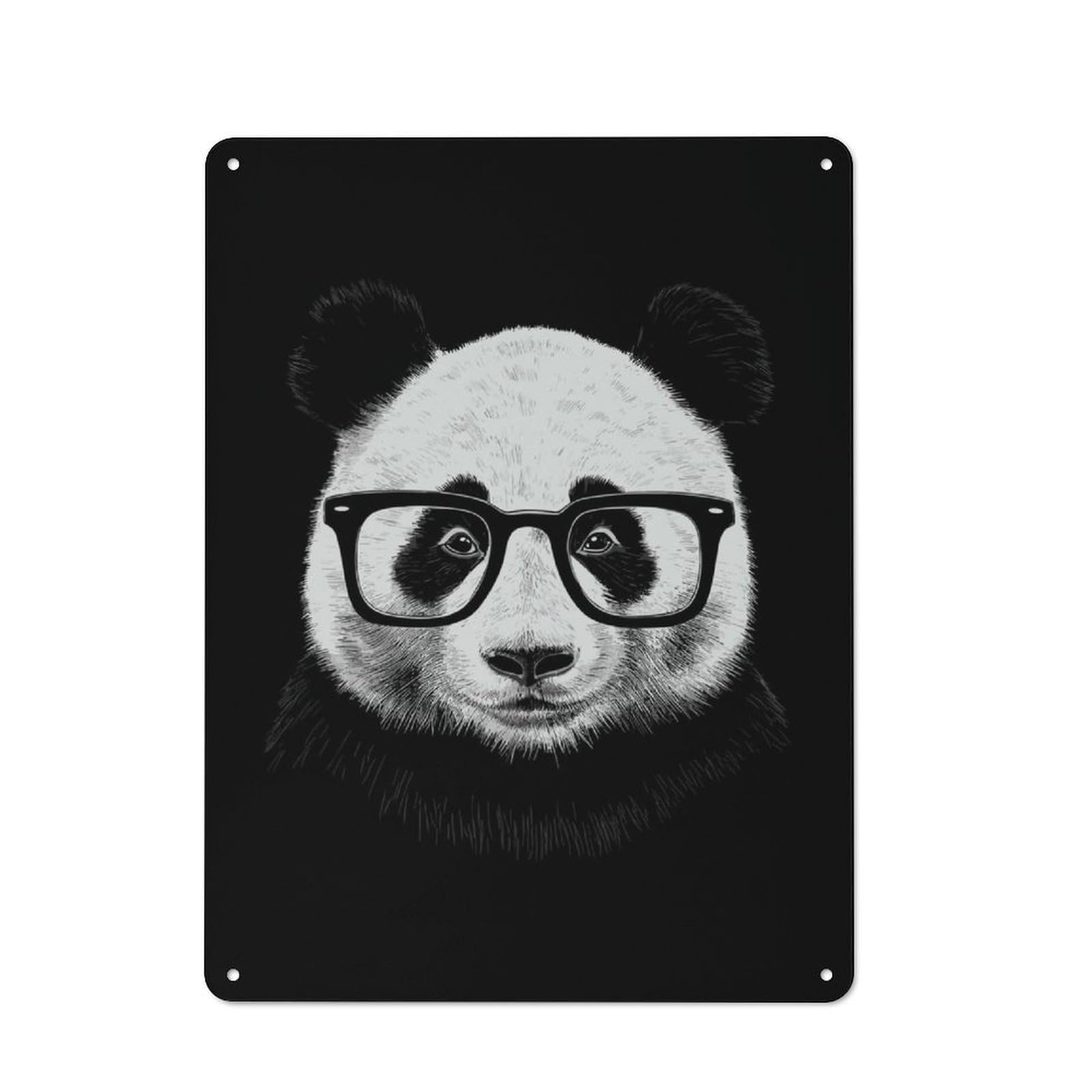 Junmoney Cute Panda Retro Metal Wall Sign 40X30cm With For Bar Or Restaurant, Gift Idea For A New Home And Metal Sign Collection