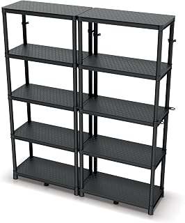 Kistenberg 2X Werkstattregal 74 x 36 x 172,5 cm Pro Regal bis 220kg belastbar, 5 Ablageböden Steckregal Schwerlastregal Lagerregal Regal aus Kunststoff