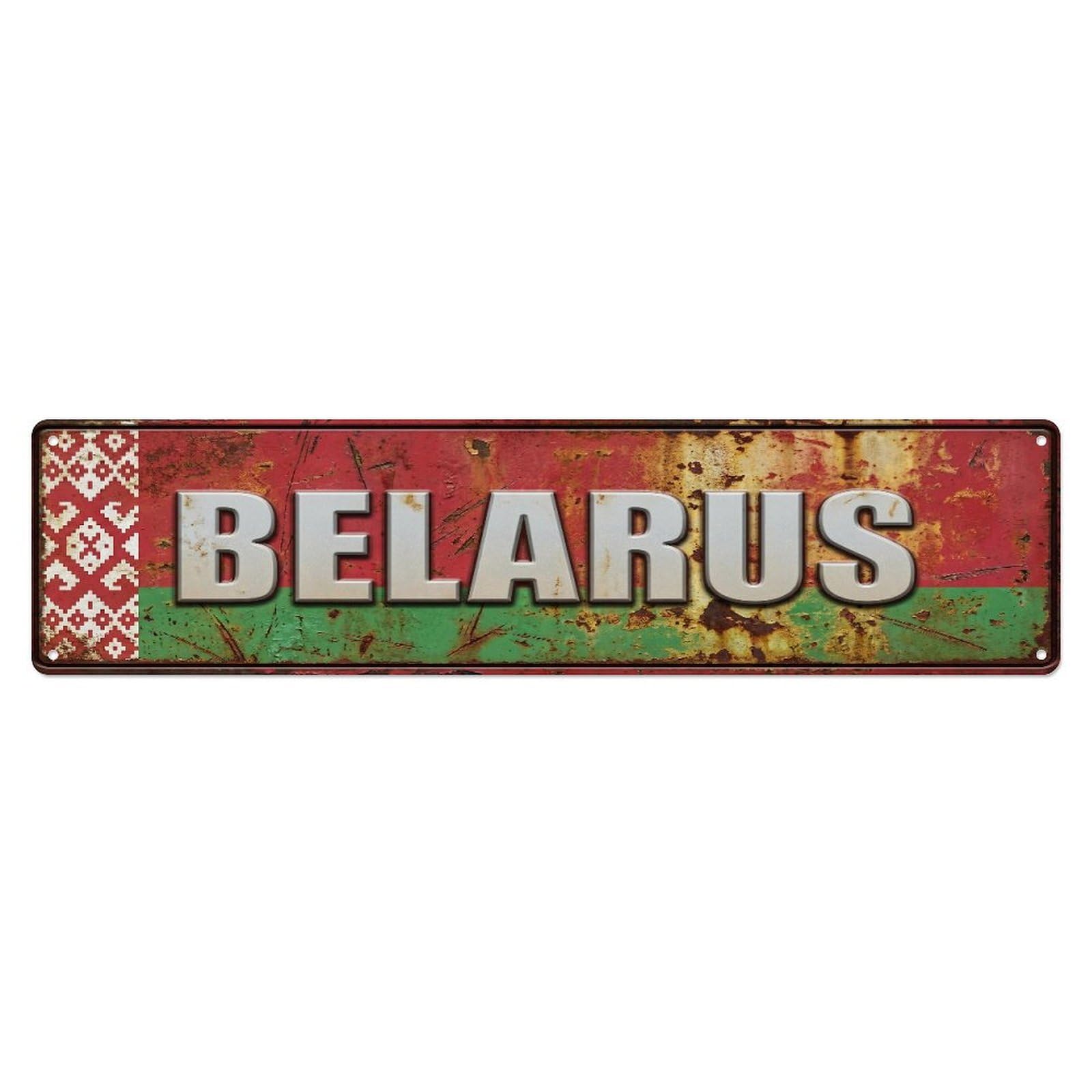 Xanthor Style Metal Tin Sign Vintage Belarus Flag Pattern