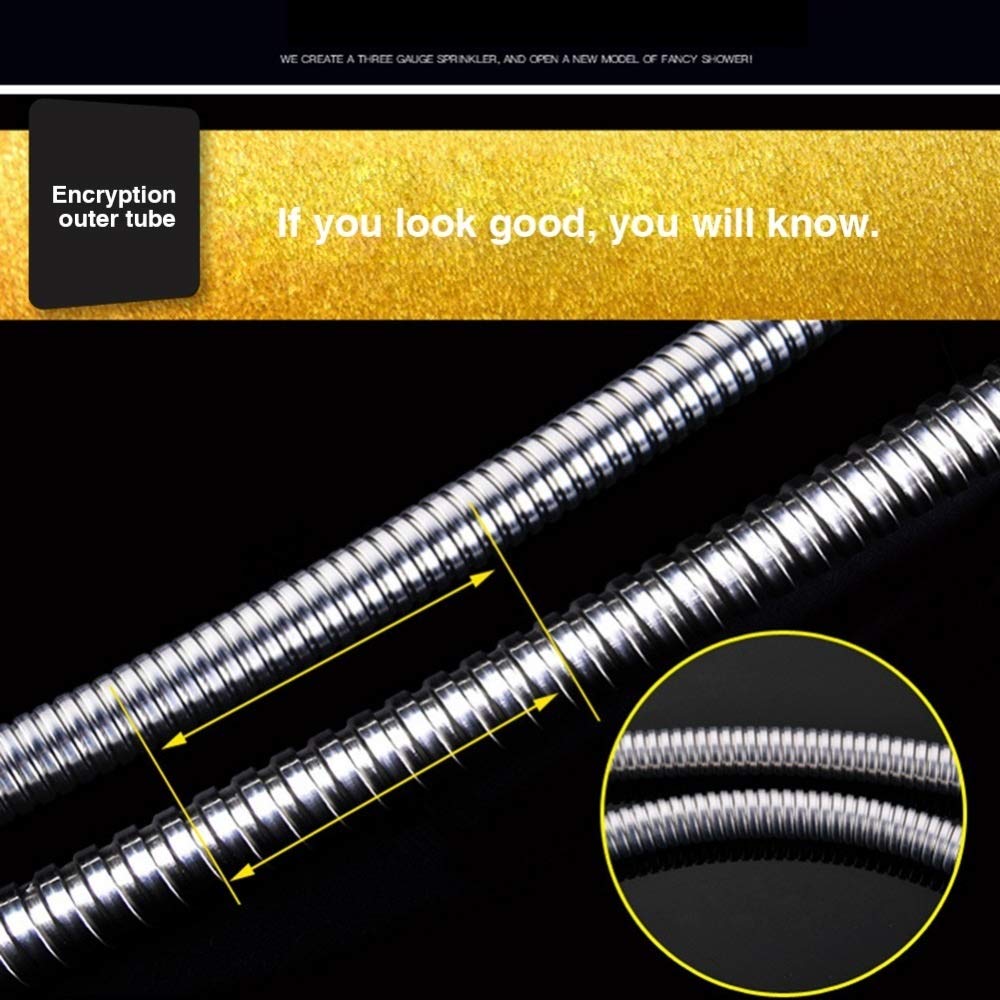 Tubo flessibile per doccia in acciaio inox, ricambio universale da 300 cm, con connettore a tenuta stagna per uso domestico