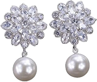 パール イヤリング ジルコニア ウェディング ブライダル 結婚式 プレゼント シルバー フラワー パ