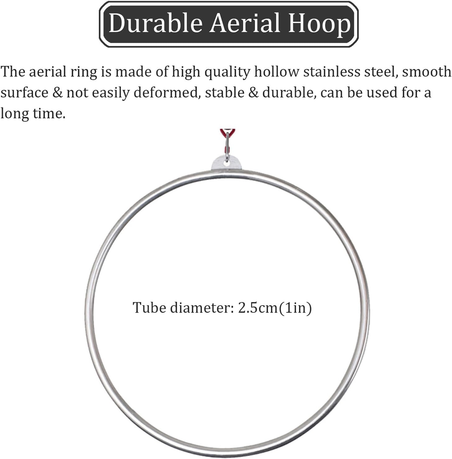 Aerial Hoop Kit Professional Single-Point Aerial Yoga Hoop Complete Stainless Steel Circus Aerial Ring Set for Fitness Dancing Training Performance (90cm)