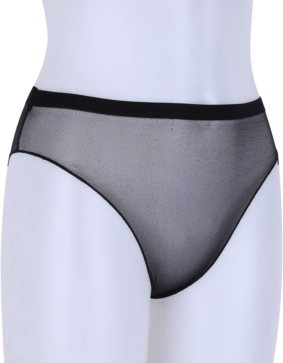 ranrann Women's Shiny Glossy Lingerie Bikini Briefs Stocking Underwear See Through Sheer Bottoms