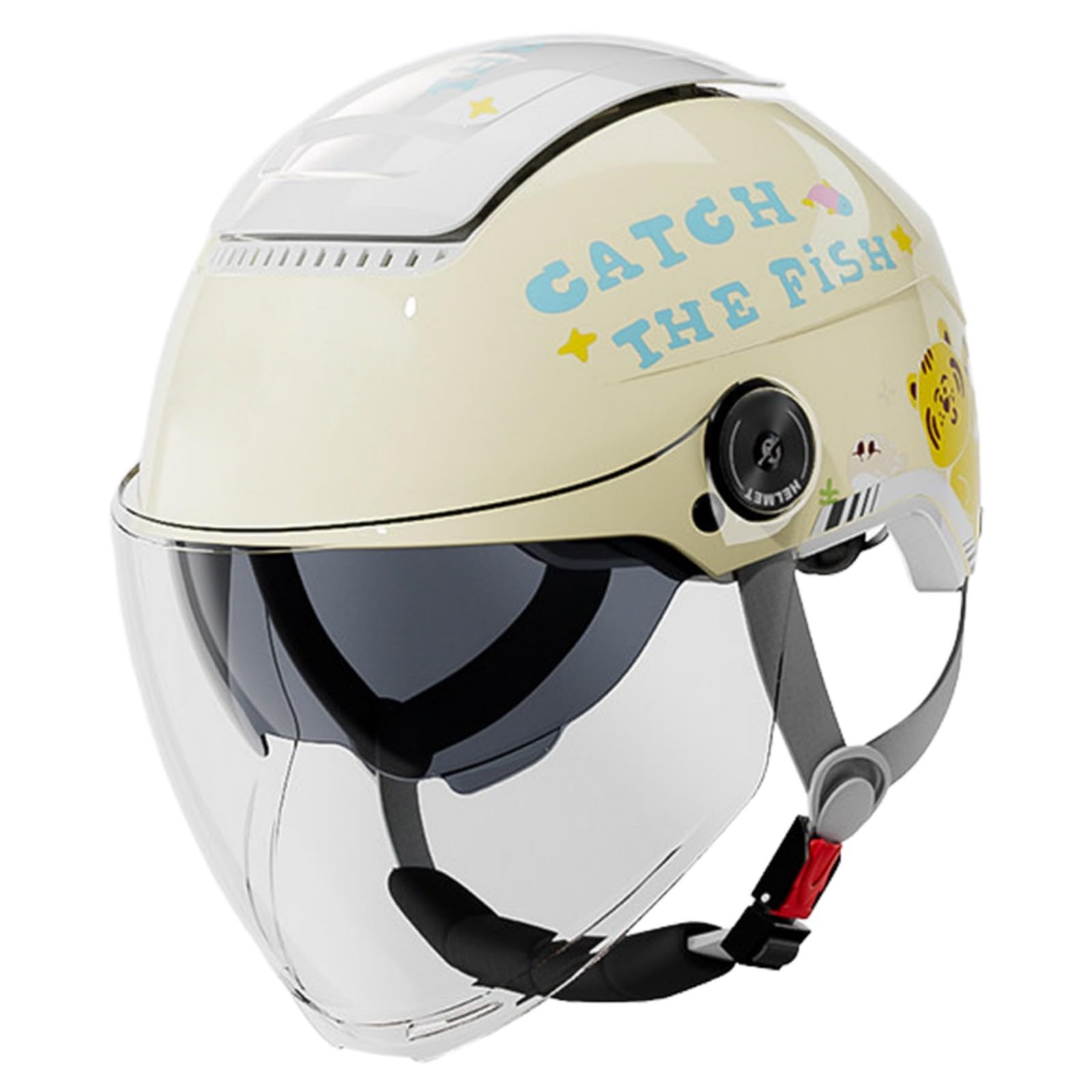 Casco Da Moto Per Bambini Dai 3 Ai 12 Anni, Per Maschietti E Femminucce, Simpatico Casco Da Scooter Con Visiera Parasole, Casco Da Moto Aperto Per Bambini Omologato ECE 22.06