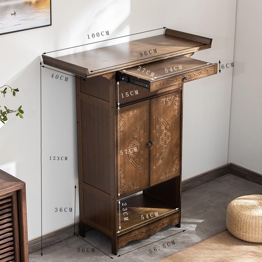 Mobiletto Consolle da altare in legno massello for casa tradizionale | Espositore(Bruin,Grande)