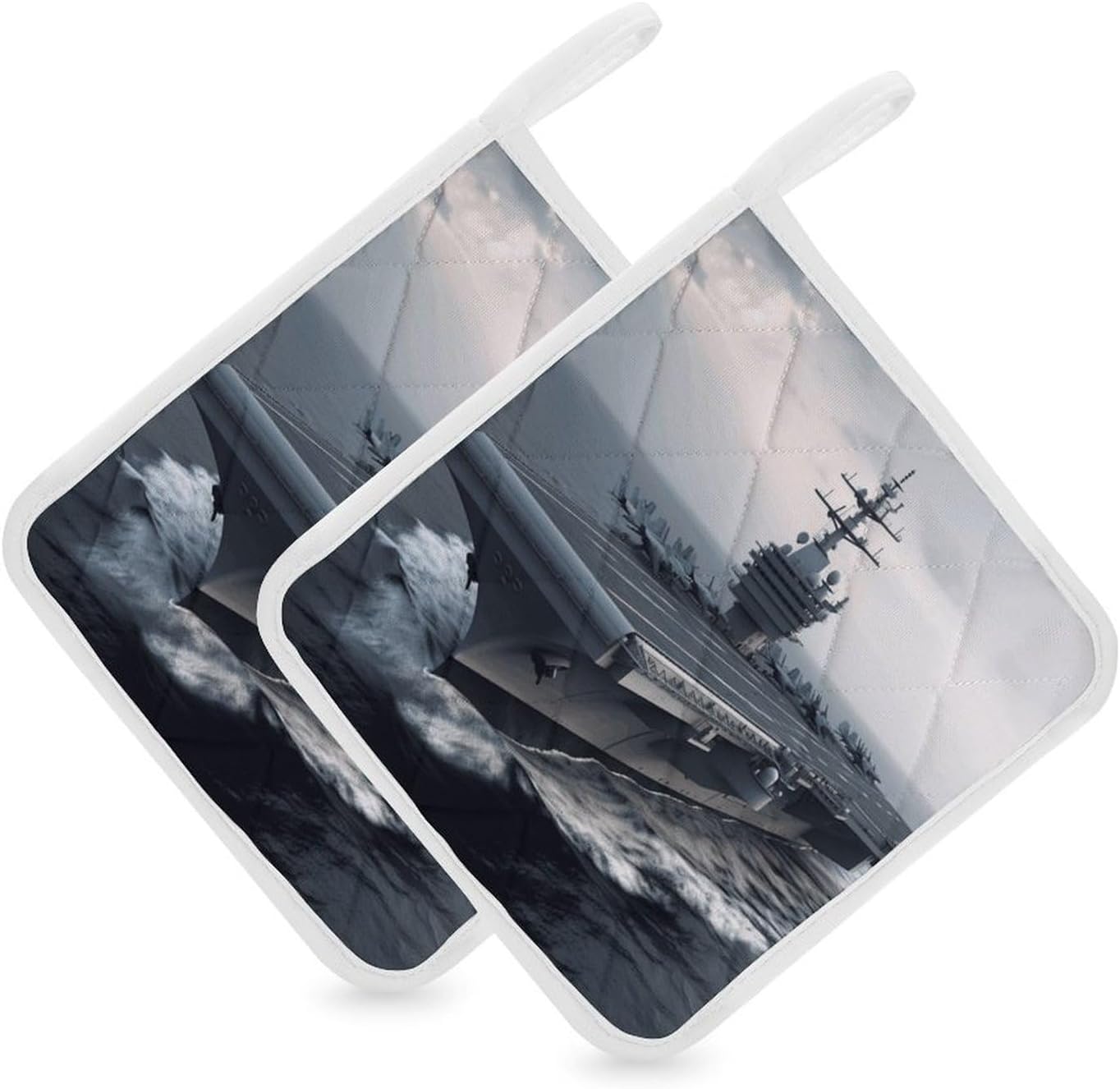 Aircraft Carrier Polyester Heat Resistant Pot Pad Non Slip Anti Scald Hot Dish Mat Reusable Table Protector for Kitchen Hot Pot Mat Wear Resistant Heat Proof Table Pad for Countertop Dining Room