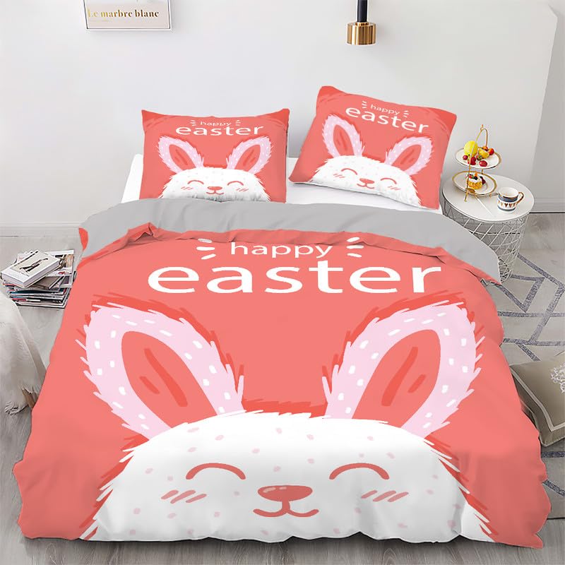 Funda nórdica de conejito rosa para cama de 90 con funda de almohada