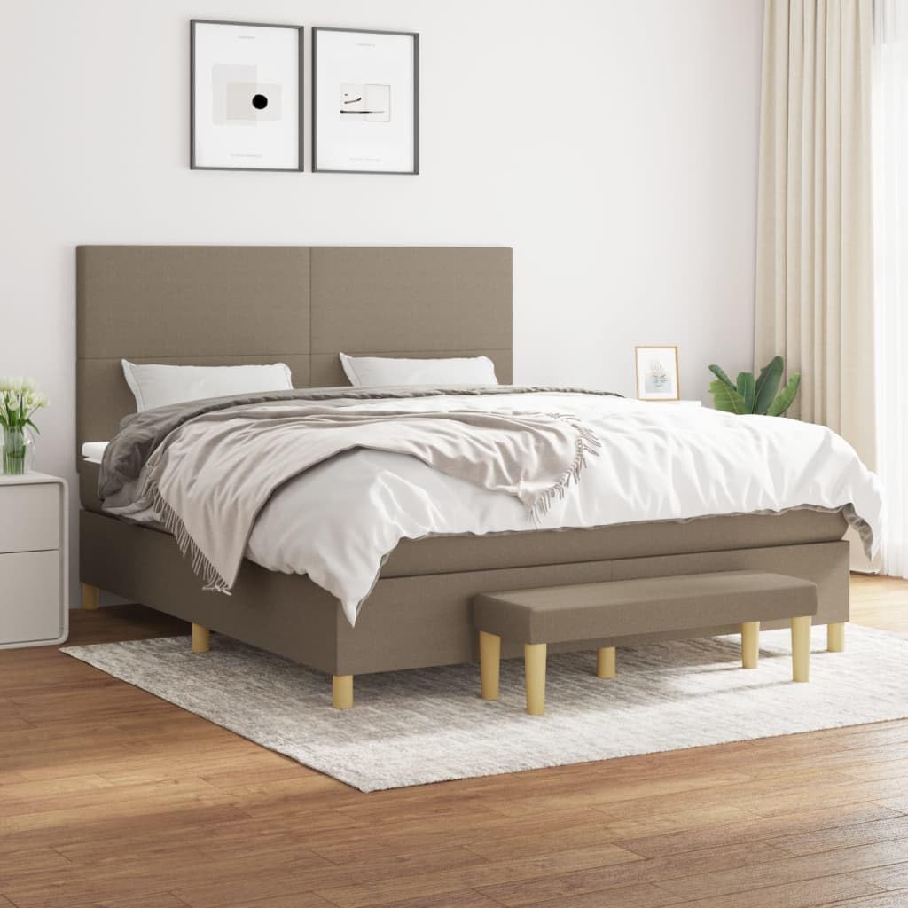 Atmungsaktiver Stoff hohenverstellbares Kopfteil Boxspringbett Taupe