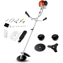 58CC Weed Eater Gas Powered, 4 in 1 Gas Brush Cutter Weed Wacker with 4 Detachable Heads 18.5" Cutting Path 2-Cycle Cordless Gas String Trimmer Grass Cutter Machine for Grass Garden Lawn Care