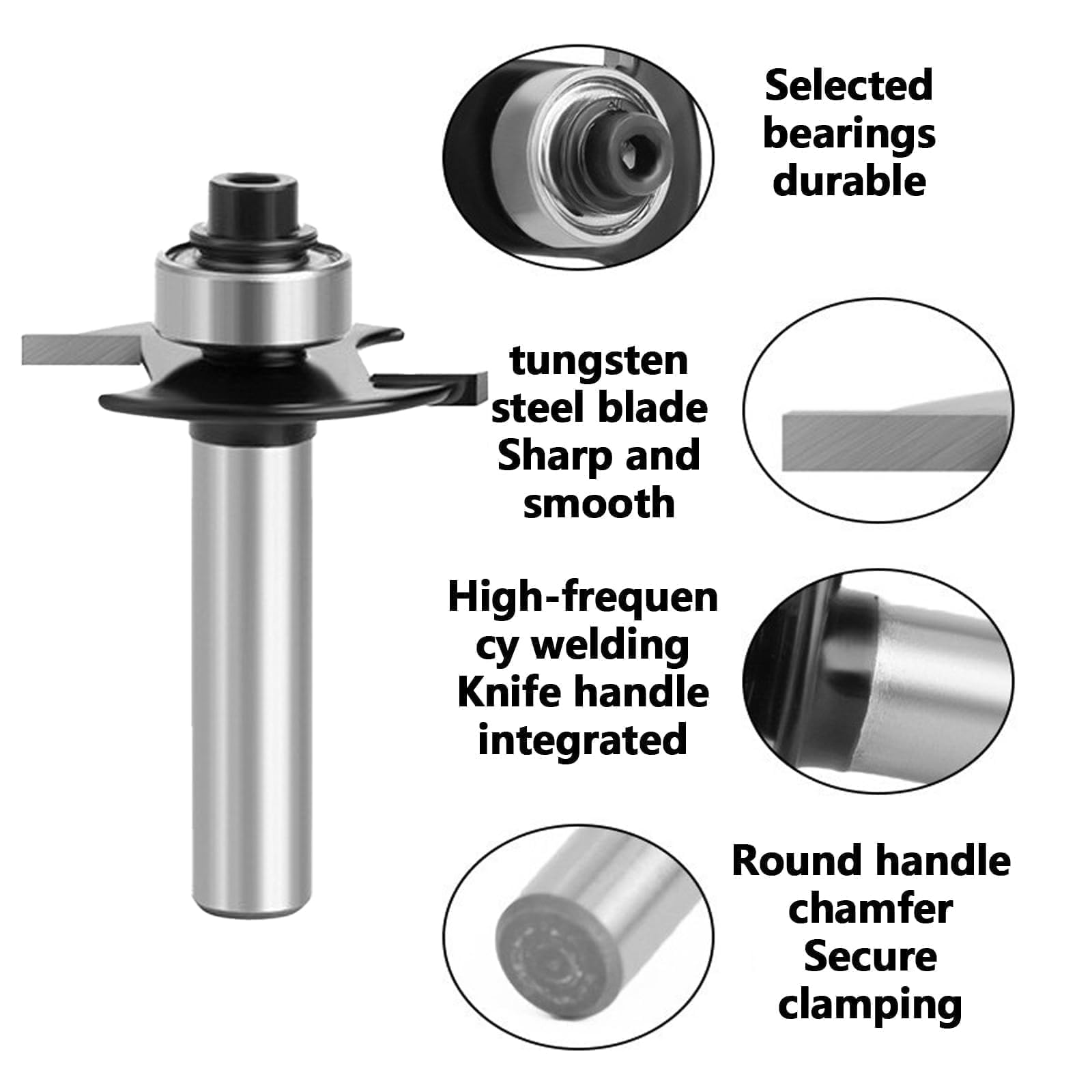 Alriedy Lot de 4 fraises à rainurer pour défonceuse - Tige de 8 mm avec largeur de rainure de 2/3/4/5 mm - Fraises en carbure de tungstène de qualité supérieure avec guidage à billes - Idéal pour les