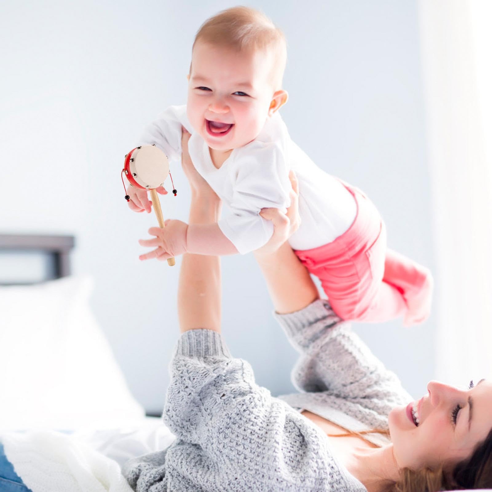 ROULEAU DE HOCHET En Bois Tambour Roulant De Hochet En Bois EUR 20,15