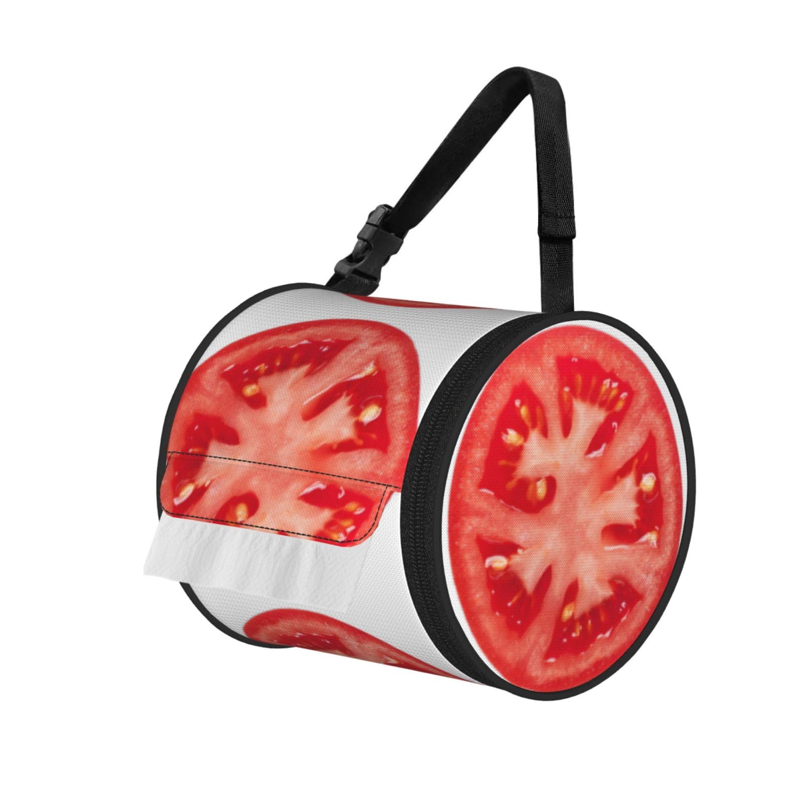 Tomato Slice Print Fashion Tissues Organizer Box, Hanging Tissue Holder For Purse Coins For Car Office Daily Outing