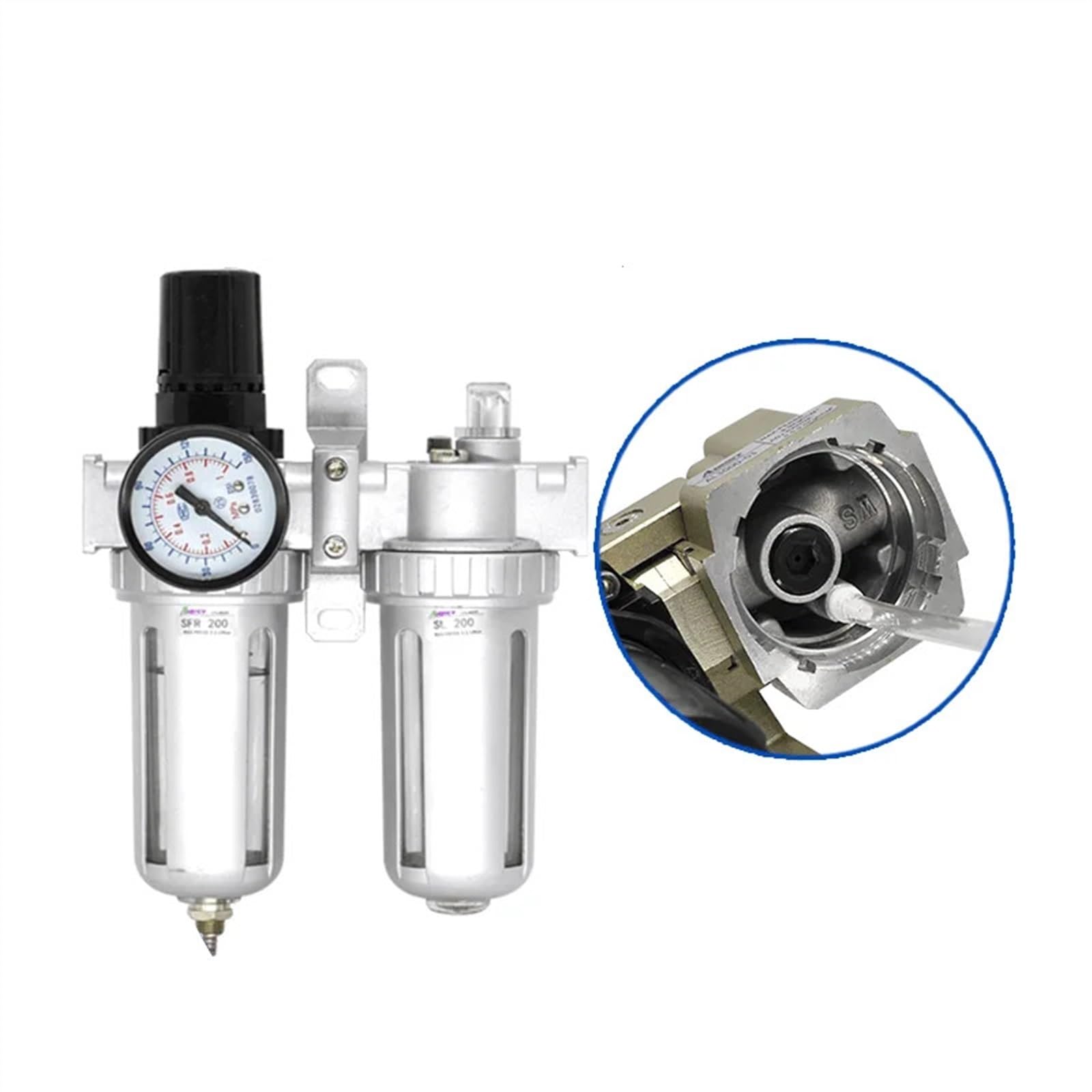 SFC200 SFC300 SFC400 1/4" 3/8" 1/2" Compressore Aria Lubrificante Umidità Separatore Acqua Regolatore Filtro (SFC200)