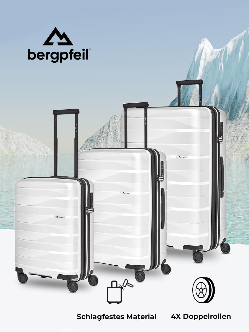 Artykuł podstawowy Travel, Ice White Metallic, Set, Zestaw walizek z twardą obudową, 3-częściowy